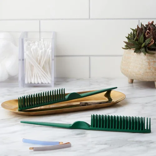 Miniatura 6 de CocoBlack Naturals Peine de peinado de 3 filas para desenredar, definir y separar rizos (verde)