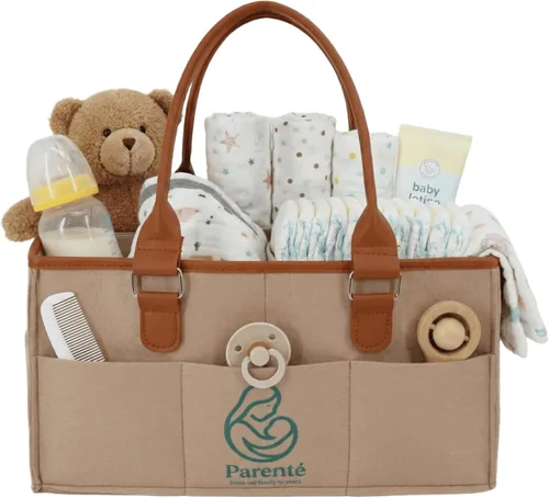 Miniatura 7 de Organizador de pañales: organizador portátil de bebé para cosas de bebé, artículos esenciales para recién nacidos, organizador con asa, regalos Gris