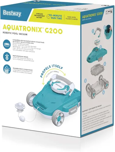 Miniatura 9 de Bestway AquaTronix G200 - Limpiador robótico automático para piscinas, robot de aspiradora inalámbrica para piscina, ideal para piscinas enterradas