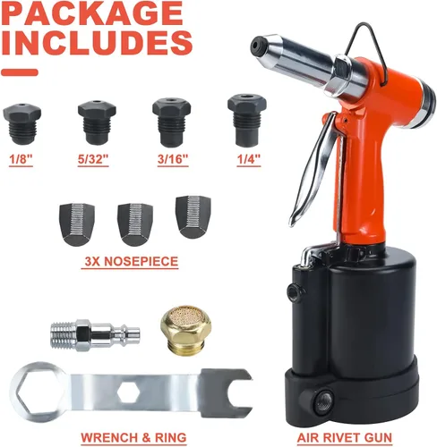 Miniatura 2 de Herramienta de remache neumática profesional de alta resistencia hidráulica con piezas de nariz de 1/4" 3/16" 5/32" 1/8
