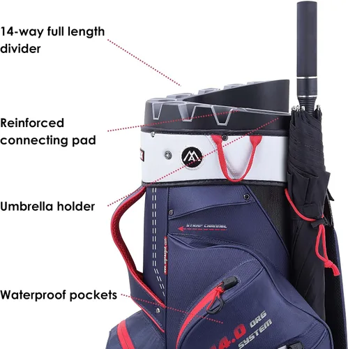 Miniatura 7 de Big Max Dri Lite Silencio 2 - Bolsa impermeable para carrito de golf con protector de 14 vías para club de golf con parte superior, bolsillos