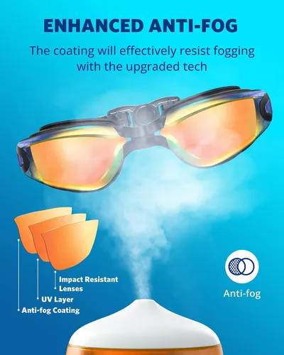 Miniatura 5 de Aegend - Gafas de natación, paquete de 2 gafas de natación sin filtraciones, para adultos, hombres, mujeres y jóvenes Aqua y naranja claro