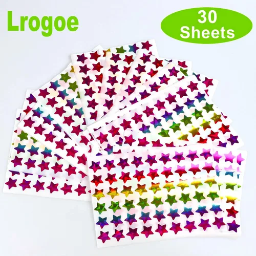 Miniatura 3 de Lrogoe 1620 calcomanías holográficas de estrellas pequeñas de arcoíris para recompensas infantiles, tabla de comportamiento, planificador Multicolor