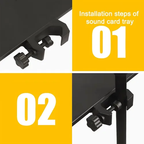 Miniatura 5 de RTNLIT Bandeja de Soporte para Micrófono, Portabandeja de Rack Firme con Abrazadera con Capacidad de Peso de 4.5 Libras, Estante Ajustable