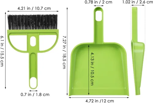Miniatura 2 de Healifty Paquete de 18 mini recogedor y cepillo para polvo, escoba pequeña y recogedor con asa para mascotas, niños, escritorio, hogar, campamento