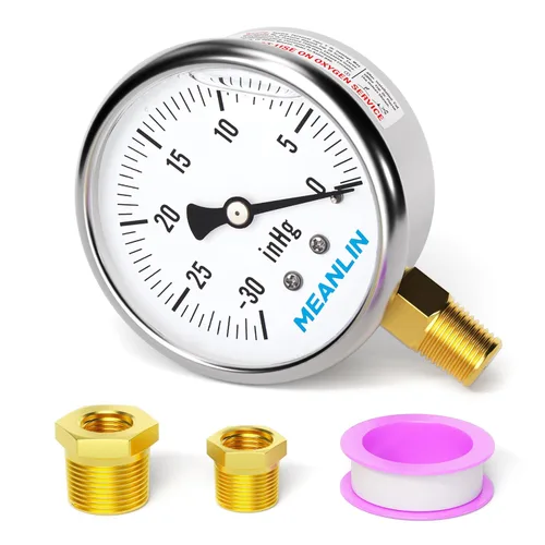 Miniatura 80 de MEANLIN MEASURE - Manómetro de acero inoxidable, relleno de líquido, esfera con cara de 2.5 pulgadas, NPT de 1/4 de pulgada, agua, aceite y gas