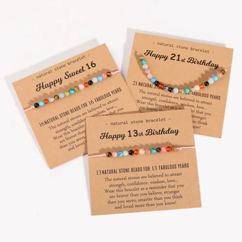 Miniatura 6 de Miss Pink Pulsera de cristal curativo natural, regalo para niñas y mujeres, pulseras de cuentas de cumpleaños de 7 a 50 años para hija, nieta