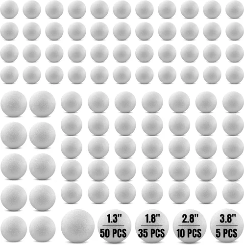 Miniatura 23 de Hygloss Bolas redondas de espuma para manualidades 6 piezas de espuma blanca de 3.8 pulgadas (XPS) para artes, pequeñas bolas de espuma