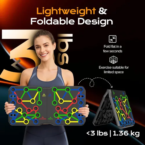 Miniatura 6 de AERLANG Tabla de flexiones extra grande de 26.2 x 13.8 pulgadas, juego de entrenamiento portátil 30 en 1 para flexiones, soportes de flexión Multi