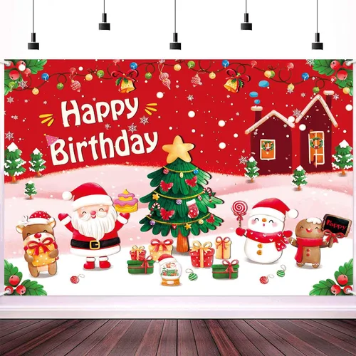 Miniatura 8 de Banner Telón de Fondo Feliz Navidad Suministros de Decoraciones de Fiesta Navideña de Santa Nieve Invernal Árbol de Navidad Fiesta Navideña Fondo