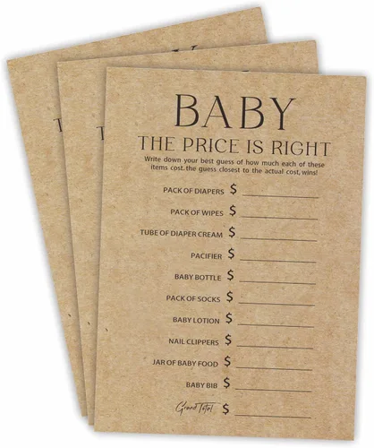 Miniatura 7 de Tarjeta de juego para baby shower, juego de 30 tarjetas de papel kraft con doble impresión, pelea familiar con 1 tarjeta de respuesta para bebé