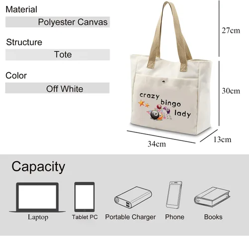 Miniatura 5 de VAMSII Crazy Bingo Lady Tote Large Juego de Bingo Bolsa de Almacenamiento Bingo Amante Regalos Bingo Jugador de Bingo Bolsa de Bingo Bolsa