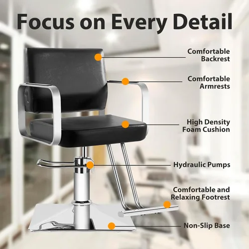 Miniatura 7 de Sillas de Salón para Estilista Silla con Bomba Hidráulica Silla de Salón de Peluquería Giratoria de 360 Grados Silla de Barbero, Equipo de Belleza