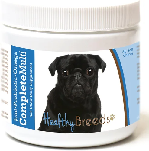 Healthy Breeds Pug todo en uno multivitamínico suave masticable 60 unidades