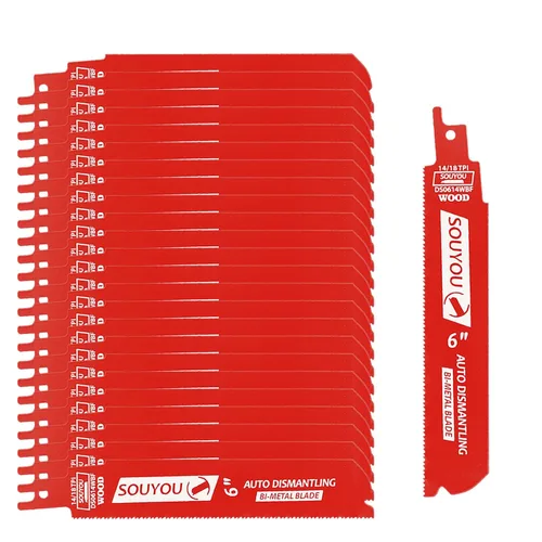 Miniatura 11 de Paquete de 3 cuchillas de carburo Sawzall de 6 en 8 TPI con organizador de acero de aleación de carburo para desmontaje de automóviles, corte