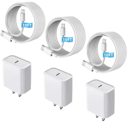 Miniatura 8 de Cargador de carga rápida para iPhone 17 de 10 pies, adaptador de bloque de carga rápida USBC de 20 W con cable USB C a USB C de 10 pies de largo