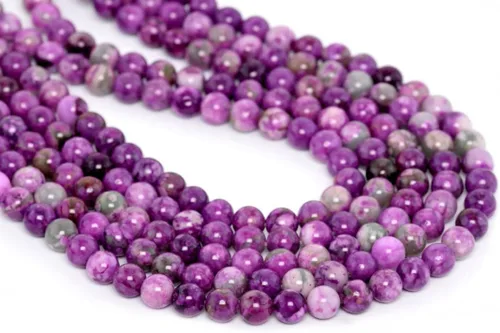 Adabele - 35 piezas de piedras preciosas curativas de cristal de sugilita púrpura natural de 10mm (0.39 pulgadas), cuentas redondas sueltas,