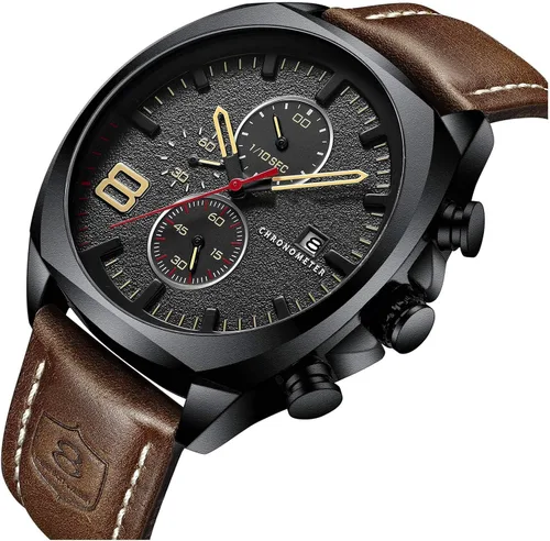 Miniatura 2 de FANMIS Reloj de cuarzo analógico con cronógrafo de acero inoxidable para hombre