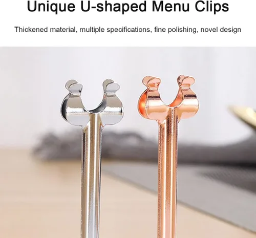 Miniatura 3 de Portatarjetas de mesa de tamaño pequeño, de acero inoxidable para fotos, letreros de comida, bodas, restaurantes, cumpleaños, centros de mesa