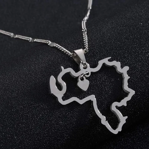 Miniatura 2 de Yidan Collar con colgante de mapa de Venezuela de acero inoxidable