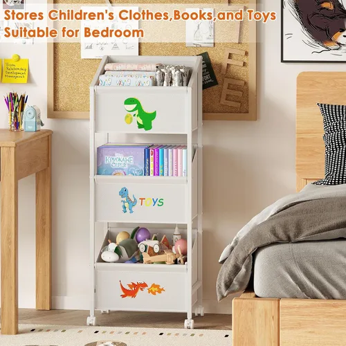 Miniatura 5 de Lyuwanxian Organizador grande de almacenamiento de juguetes para niños con ruedas, estante de juguetes para niños y niñas, organizadores de juguetes