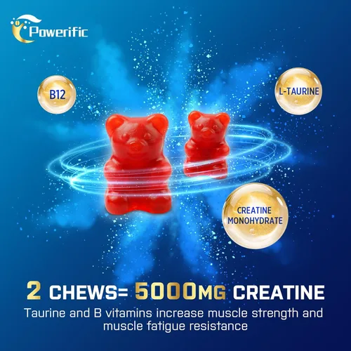 Miniatura 3 de Gomitas de monohidrato de creatina, creatina para mujeres y hombres, gomitas de monohidrato de creatina preentrenamiento con taurina, vitamina B6