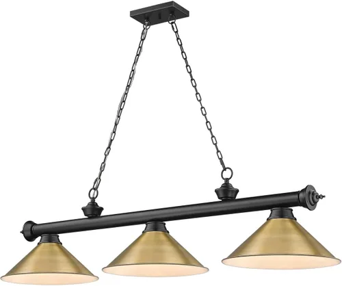 Miniatura 13 de Z-Lite 2306-3BP-RB15 Colgante de billar Cordon, 3 luces 180 vatios totales, chapado en bronce Placa de bronce