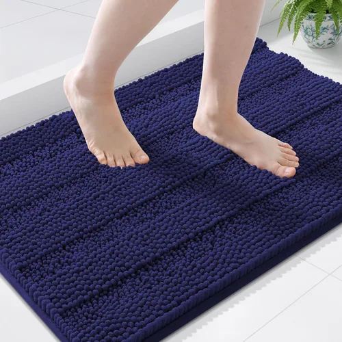 Miniatura 45 de Grandaily Alfombras de baño de felpilla a rayas de 24 x 16 pulgadas, extra gruesas y suaves, absorbentes, parte trasera de goma, alfombra de ducha
