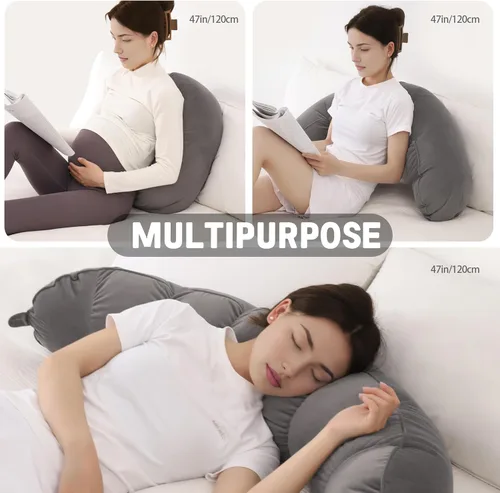 Miniatura 6 de Peallow(Pat. Pend) – Almohada larga redonda para el cuerpo para adultos, almohada de refuerzo para dormir, almohada suave y de apoyo para dormir