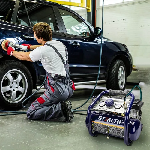 Miniatura 9 de Stealth Compresor de aire de 2 galones, compresor de 3/4 HP sin aceite, compresor de aire eléctrico ultra silencioso de menos de 60dB, presión
