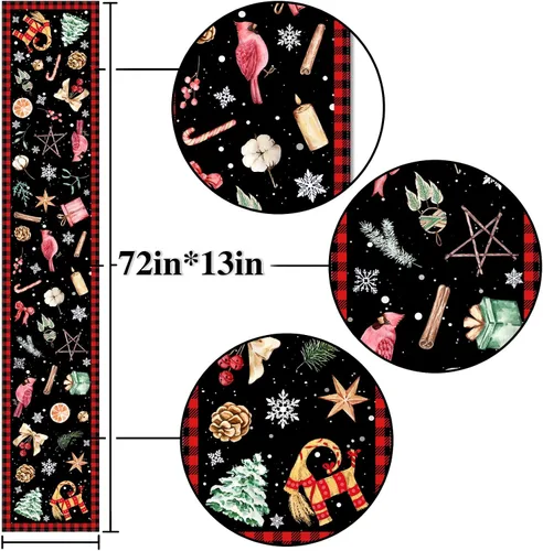 Miniatura 3 de Nepnuser Yule Camino de mesa pagano para decoración de Navidad, solsticio de invierno, vacaciones, hogar, cocina, comedor (13 x 72 pulgadas)