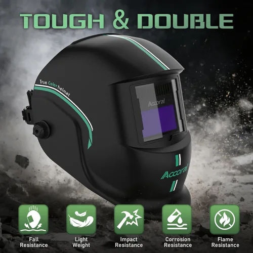 Miniatura 8 de 1/1/1/1 Casco de soldadura con oscurecimiento automático de visualización amplia, color real, funciona con energía solar, con sombra ancha