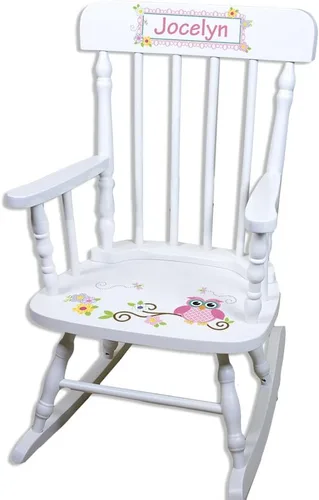 Miniatura 4 de My Bambino Mecedora de madera personalizada para niños, mecedora para niñas, mecedora de madera blanca Silla para niños pequeños con nombre