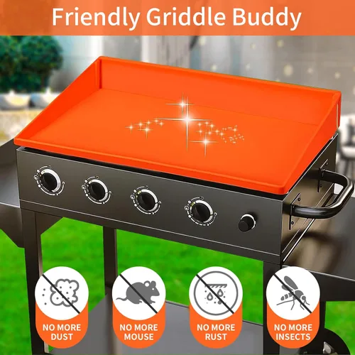 Miniatura 5 de Snuggery Alfombrilla de silicona de 29 pulgadas para parrilla Blackstone – Almohadilla de tapa de parrilla impermeable de borde completo, protección