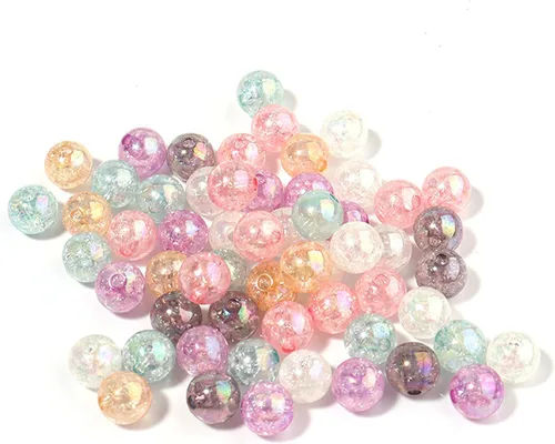 200 cuentas redondas de cristal acrílico de colores para hacer joyas, pulseras, aretes, collares, cuentas para adultos, proyectos de manualidades,