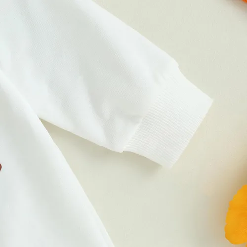Miniatura 5 de Ynibbim Mameluco de Halloween para bebé niño con estampado de calabaza a cuadros de manga larga y gorro conjunto para bebé