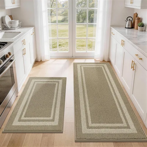 Miniatura 23 de COSY HOMEER Tapete de cocina antideslizantes, absorbentes para el piso, alfombra de cocina lavable, tapete de pie para fregadero, alfombra de Beige