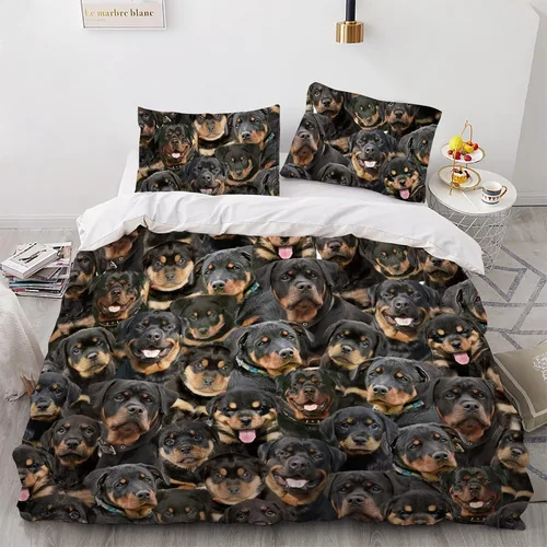 Miniatura 23 de Airedale Terrier - Juego de funda de edredón con estampado de cara de perro, juego de ropa de cama de 3 piezas, juego de funda de edredón suave