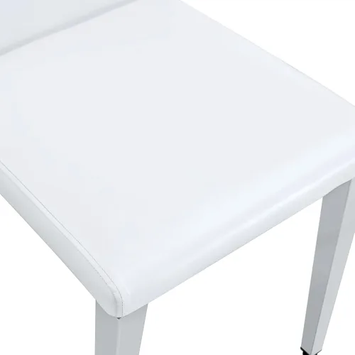 Miniatura 5 de Juego de 2 sillas de respaldo de piel sintética blanca con patas de metal plateado. La combinación perfecta, adecuada para estilos minimalistas