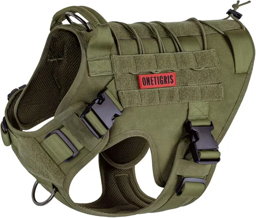 Miniatura 38 de Arnés táctico para perro, arnés de cuerpo completo para perro con mango, chaleco resistente para perro para senderismo, entrenamiento, perros
