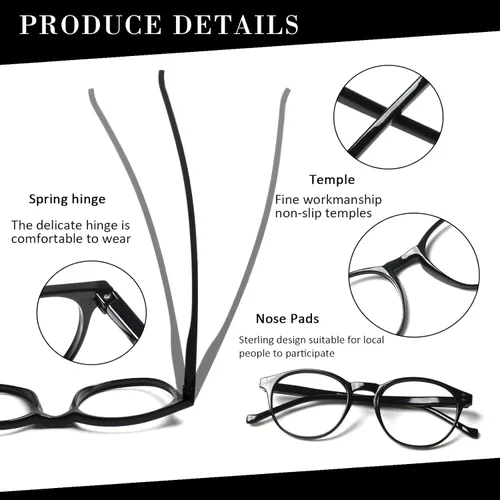 Miniatura 3 de NORPERWIS 5 pares de anteojos de lectura, ajuste estándar, con bisagra de resorte, lentes para hombres y mujeres, Mediana