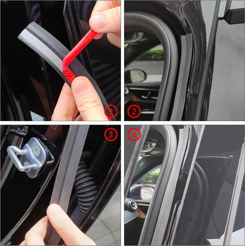 Miniatura 6 de Burlete automotriz de 13 pies, tira de sello de goma súper flexible en forma de Z para reducir el ruido y el polvo, se ajusta perfectamente a 360°