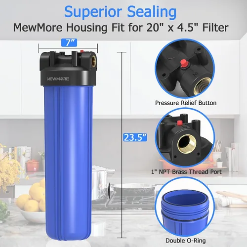 Miniatura 2 de WHB20 - Carcasa de filtro de agua para toda la casa, se adapta a filtros de sedimentos de 20 x 4.5 pulgadas, etc. para agua de pozos y ciudades