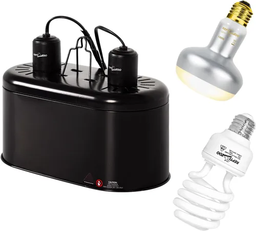 REPTI ZOO Paquete combinado de lámpara de calor para reptiles con doble lámpara de reptil, luz intensa de 100 W, lámpara de calefacción de luz