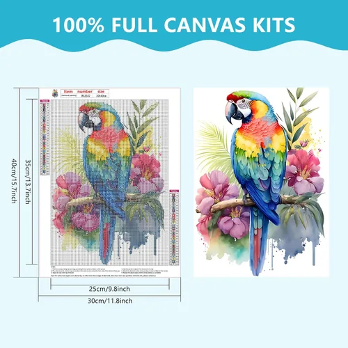Miniatura 2 de SENQAO Kits de pintura de diamantes para adultos principiantes, taladro redondo completo, gema pájaros, flores, kit de arte de diamante, pintura