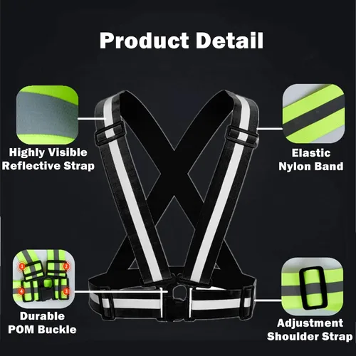 Miniatura 4 de Reflective Running Gear Reflective Vest & Reflective Armband & Reflective Belt 3 Pcs Set, High Visibility Reflective Gear Night Cycling Walking