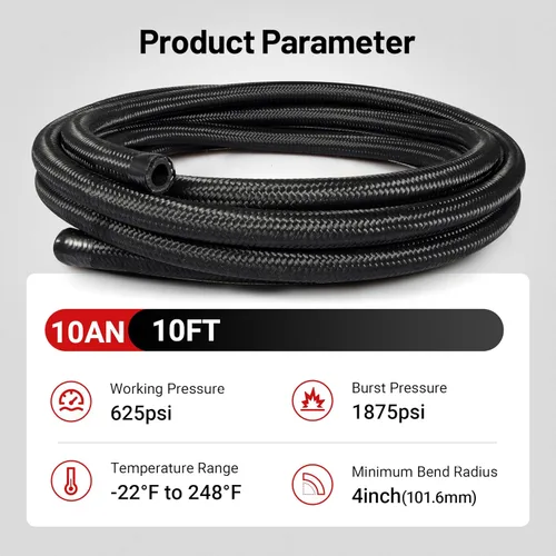 Miniatura 4 de EVIL ENERGY 10AN Fuel Line, AN10 Manguera de combustible trenzada de nailon CPE 10 pies, color negro