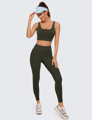 Miniatura 3 de CRZ YOGA Butterluxe - Brasier deportivo con espalda en U para mujer, cuello redondo, acolchado, de bajo impacto, para yoga, entrenamiento
