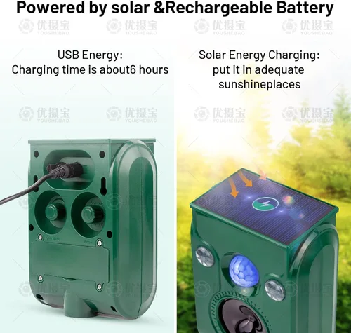 Miniatura 4 de FAYINWBO Repelente de animales ultrasónico para exteriores 2022. Repelente solar de animales con luces LED intermitentes, gatos expulsados por