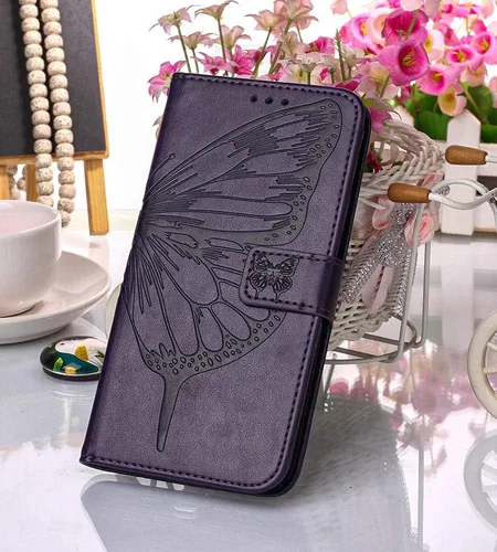 Miniatura 5 de Funda para Samsung Galaxy A51 con estampado floral en relieve, correa de muñeca, ranuras para tarjetero, funda protectora de cuero con soporte